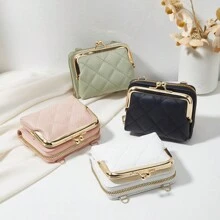 小錢包時尚時尚包PU皮革多層肩袋，適用於女性生日禮物，便攜式現金錢包，適用於白領女性、大學、工作、商務通勤辦公室，結婚週年紀念日，生日禮物，情人節禮物，商務休閒 - 黑色 - 查看 2