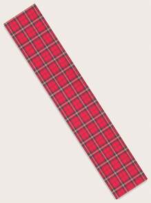 1入組紅色,金色,冰藍色和黑色格紋印花亞麻桌旗,適用於日常廚房,餐廳,桌面裝飾或櫥櫃蓋,現代風格 - 彩色 - 查看 7