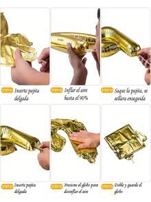 Set Of Metallic Balloons For Birthday Happy Birthday - Gold - View 5