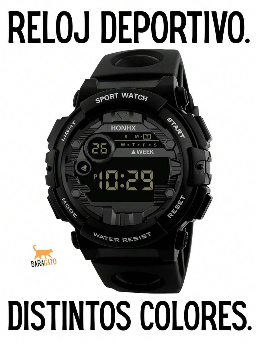 Reloj Deportivo Digital De Mano o Muñeca Cuenta Con Diferentes Funciones Cronometro Temporizador y Diferentes Formatos De Hora - Negro - Ver 1