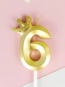 1pc Crown Number Birthday Candle For Party Decoration