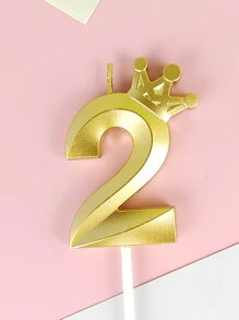 1pc Crown Number Birthday Candle For Party Decoration