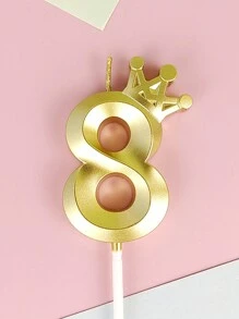 1pc Crown Number Birthday Candle For Party Decoration