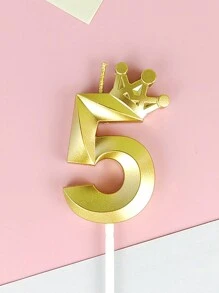 1pc Crown Number Birthday Candle For Party Decoration
