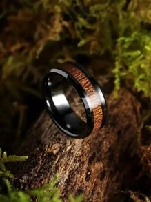 8MM Wide Latest Luxurious Men's Fashionable Wood Grain Stainless Steel Ring For Birthday Parties Casual And Versatile Fashion Rings Domineering Men's Wedding Rings, Gifts For Fathers Boyfriends Good Friends Classic Pure Black Stainless Steel Men's Business Rings Jewelry