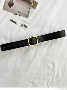 1 pièce Ceinture décorée en PU simple et pour jeans casual, été, école, automne, Halloween - Noir - Voir 4