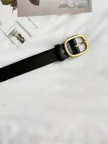 1 pièce Ceinture décorée en PU simple et pour jeans casual, été, école, automne, Halloween - Noir - Voir 2