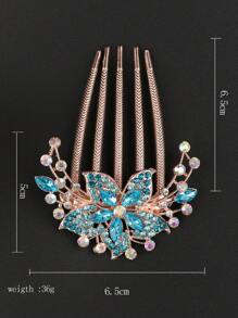 1pc Vintage Bridal Rhinestone Hair Accessory For Wedding, Party And Travel - Blue - View 3