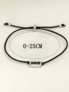 1pc Zodiac Sign Card Adjustable Black Cord Bracelet - Silver - View 5
