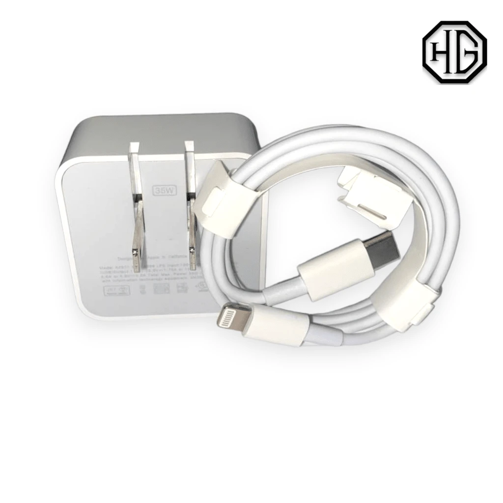 35w Dual Charger With C To Lightning Cable For IPhone Charge Two Devices At The Same Time Fast Charging - White - View 1