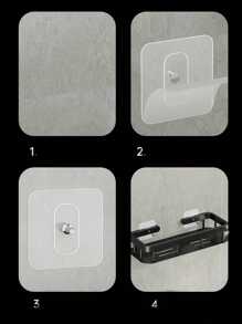 黑色 Qh 單/雙層浴室收納壁架,壁掛式,免鑽,淋浴間,適用於盥洗用品、化妝品、家居用品、收納件 - 黑色 - 查看 7