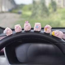 5pcs Cute Pink Pig Shaped Car Interior Decoration Accessory For Dashboard & Display Screen - Multicolor - View 1