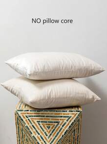 Without fillers NO pillow core  1 simple Dutch velvet pillowcase or waist pillowcase without padding    Without fillers - White - View 4