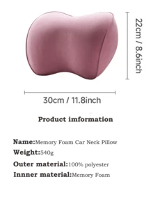 1入粉色記憶泡棉汽車頸枕頭,用於支撐頸部,汽車座椅靠頭 - 粉色 - 查看 9
