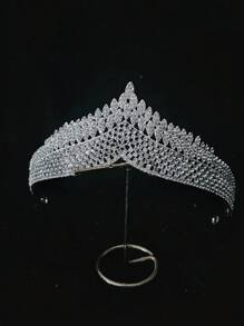 1 pièce Bandeau multifonction en argent de la mariée avec décoration de strass, diadème de fête, accessoires de la Saint-Valentin, accessoires de cheveux de mariage - Argent - Voir 2