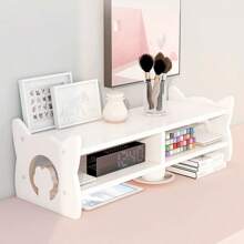 1 pieza blanco simple oficina ordenador monitor estante , Teclado Organizador con almacenamiento Bandeja escritorio Soporte para estantes - Blanco - Ver 3