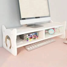 1 pieza blanco simple oficina ordenador monitor estante , Teclado Organizador con almacenamiento Bandeja escritorio Soporte para estantes - Blanco - Ver 4