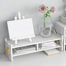 1 pieza blanco simple oficina ordenador monitor estante , Teclado Organizador con almacenamiento Bandeja escritorio Soporte para estantes - Blanco - Ver 6