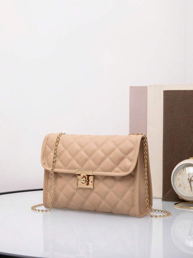 Geometric Pattern Fashionable Flap Crossbody Bag - Khaki - View 2