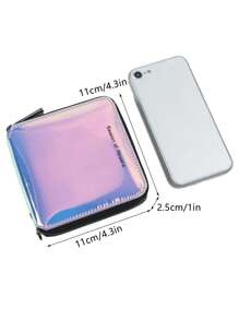 MIYIN Women's Fashion Laser Square Wallet With Card Slot Letter Graphic Zip Around Coin Wallet With Detachable Strap For Daily Women Blue Portable Cash White-Collar Workers For Female College Work Business Commute Office For Anniversary For Couple For Birthday Gift On Valentine Day Gift Gift For Women Wallet Purse Wallet Small Wallet