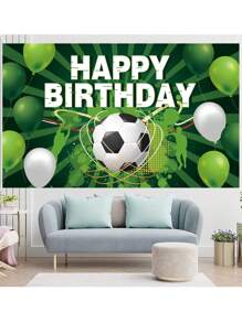 Banner Del Fondo De La Fiesta De Cumpleaños De Fútbol, Fondo De Sesión De Fotos Temático De Fútbol Para Niños - Verde - Ver 2