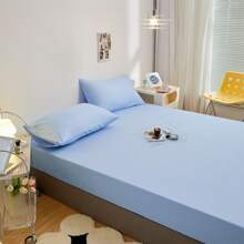 1 pieza Sábana ajustada de poliéster - Gris claro - Celeste - Ver 6