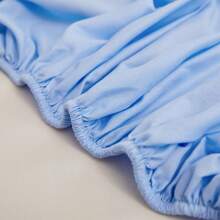 1 pieza Sábana ajustada de poliéster - Gris claro - Celeste - Ver 8