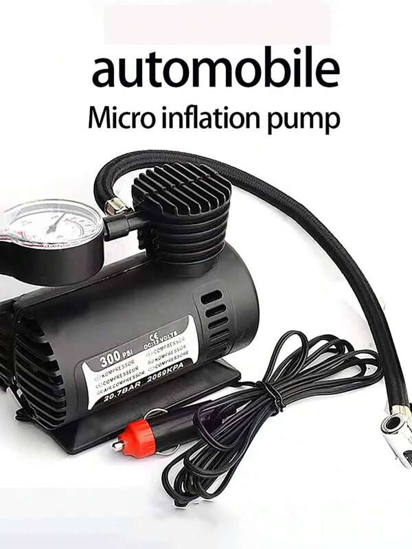 1 Pieza Mini Bomba De Aire Para Inflar Neumáticos De Coche 12v Portátil, Compacta Y Conveniente