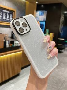 1入組銀色閃粉噴塗紙板+透明/白色/白色相機保護手機殼,適用於蘋果/三星/小米/oppo/ Vivo / Infinix的手機