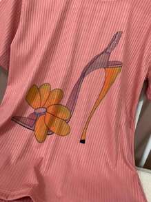 Women T-Shirts - 乾枯玫瑰色 - 查看 3