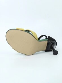Giày sandal quai chéo cổ chân cho nữ, giày cao gót da lộn thời trang cá tính nhiều màu sắc - Màu vàng - Xem 6
