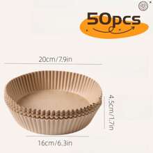 50/100 件一次性空气炸锅纸衬垫，6.3 英寸空气炸锅不粘羊皮纸，防油，烤箱友好，微波炉友好，托盘不粘硅油纸，厨房配件空气炸锅厨房空气炸锅衬垫空气炸锅纸空气炸锅空气炸锅 - 卡其色 - 查看 9