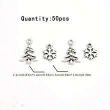 50pcs Christmas Style Silver-color Tree And Snowflake Pendants For Diy Jewelry Making - Silver - View 2