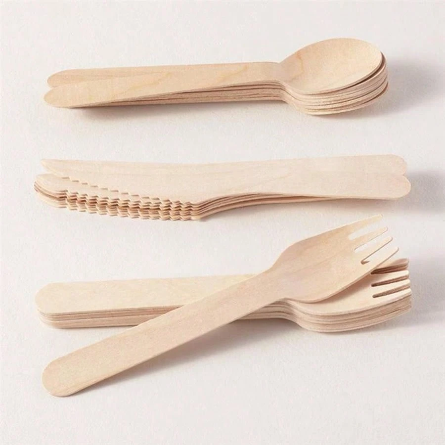 12pcs Disposable Wooden Cutlery Set (Knife, Fork, Spoon) And Utensils