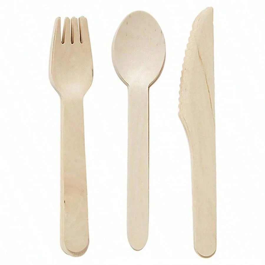 12pcs Disposable Wooden Cutlery Set (Knife, Fork, Spoon) And Utensils
