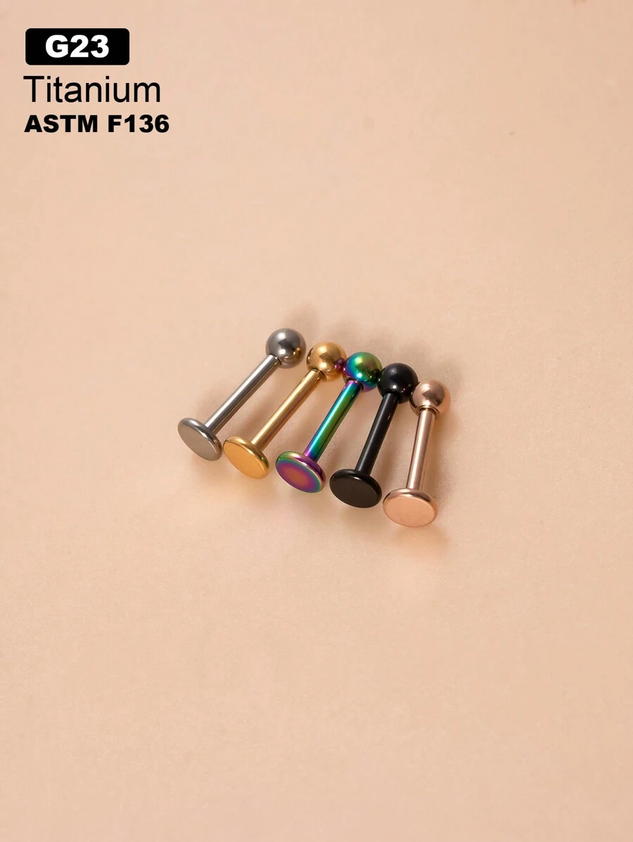 1pc 16G ASTM F136 G23 titanium lip stud labret monroe - Yellow Gold - View 1