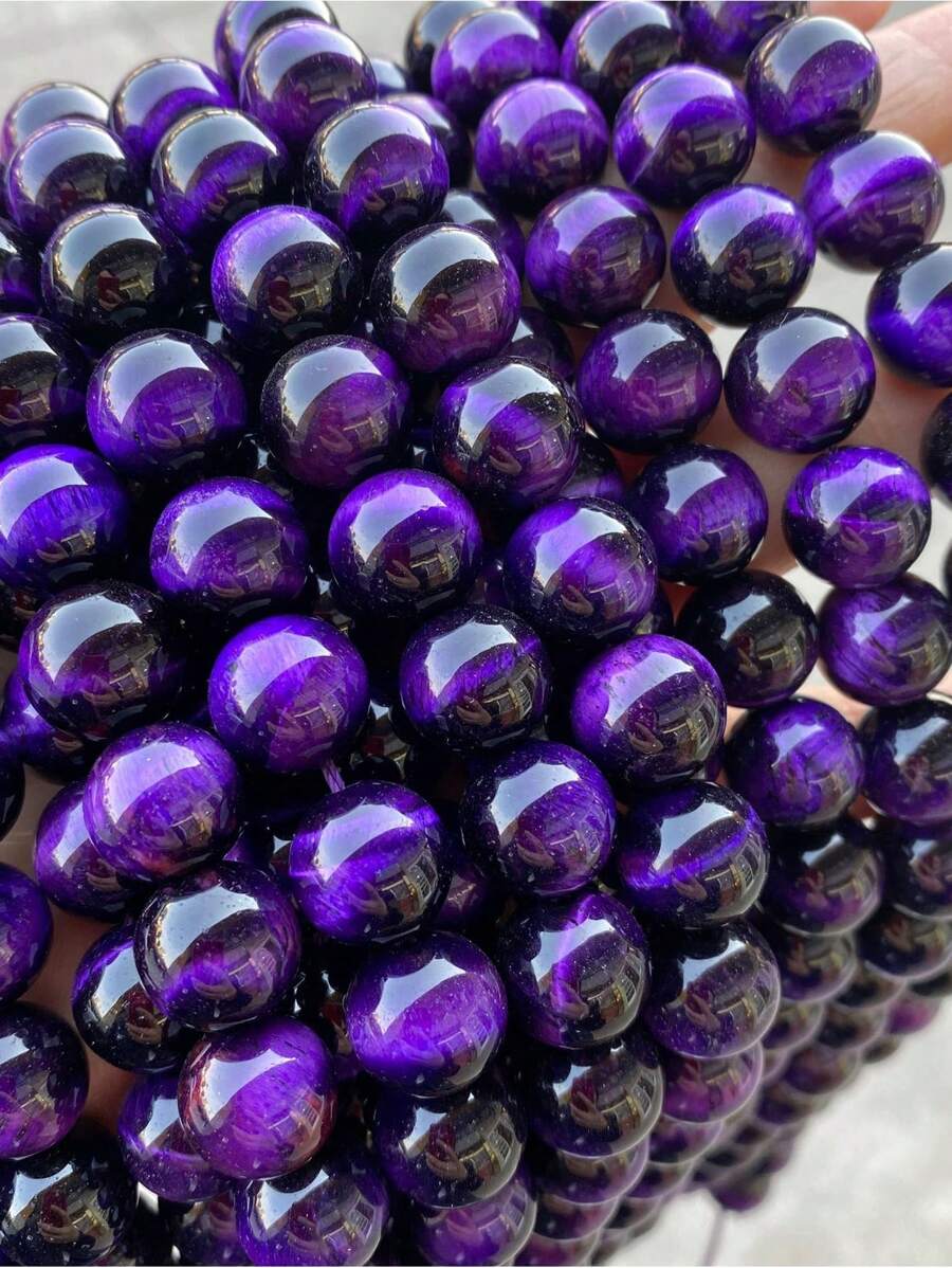 Purple Tiger Eye Beads For Jewelry Making - Purple - View 1