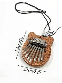 1入迷你8鍵卡林巴指奏琴，便攜式馬林巴音樂拇指鋼琴掛墜，可懸掛繩，是孩子、成年人和初學者的獨特禮物（掛飾隨機顏色） - 棕色 - 查看 4