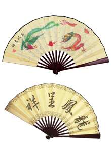 1pc Women's 9-inch Chinese Style Silk Handkerchief With Dragon And Phoenix Pattern For Stage Performance - Multicolor - View 1