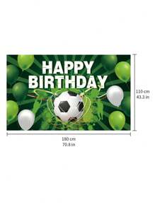 Banner Del Fondo De La Fiesta De Cumpleaños De Fútbol, Fondo De Sesión De Fotos Temático De Fútbol Para Niños - Verde - Ver 3