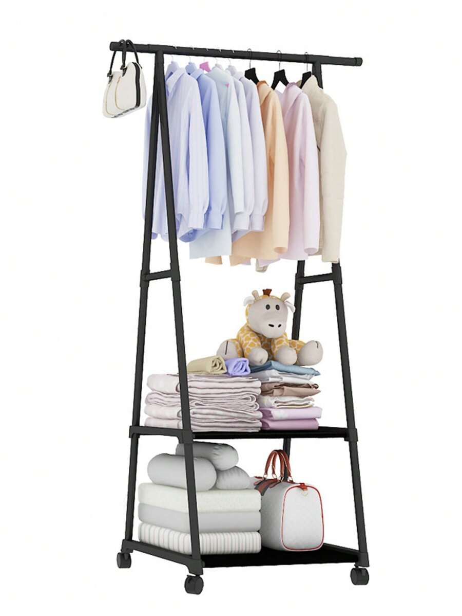 Rack Triangular Ropa Con Ruedas Organizador Closet Recamara - Negro - Ver 1