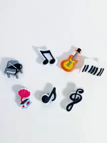 7pcs Personalized Pvc Music Note & Instrument Shaped Removable Shoe Decoration Buckle For Hollow Shoes - Multicolor - View 1