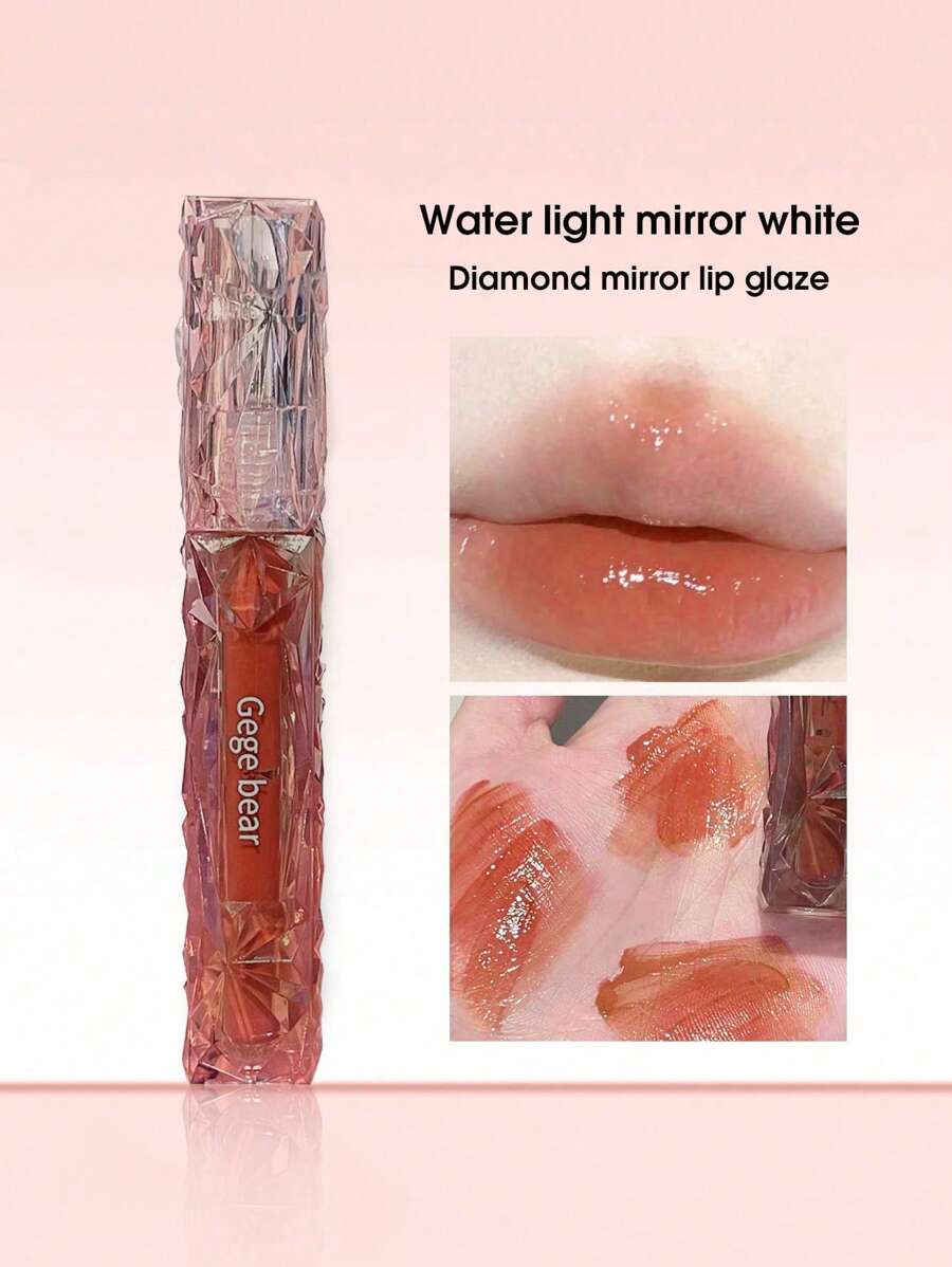Gege Bear Long-Wearing Moisturizing Liquid Lipstick, Non-Stick Cup Glossy Lip Gloss - 藕粉色 - 查看 1