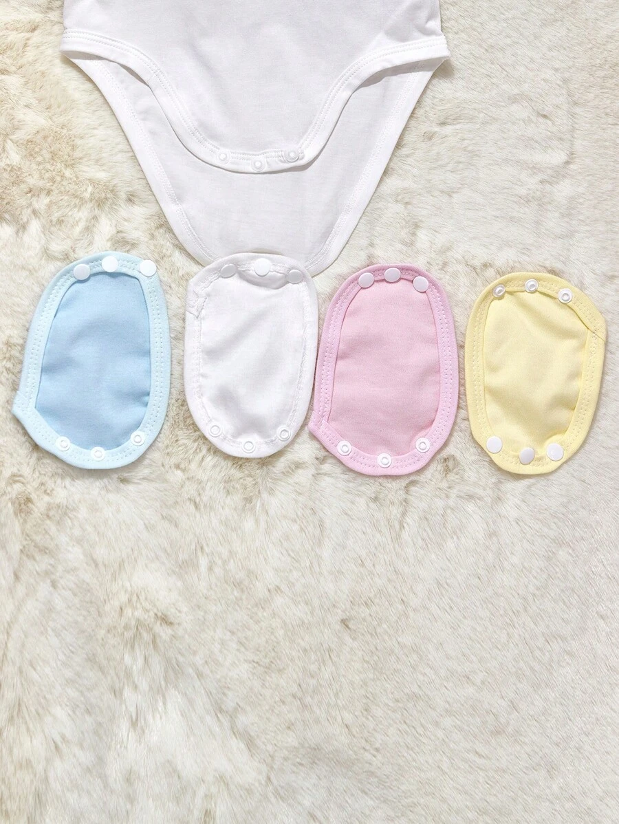 2pcs Single Layer Fabric Extension Panel, Suitable For Only Some Plastic Snaps On Baby Rompers, Diaper Suits - White - View 1