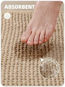 1pc Chenille Material Solid Khaki Color Rectangle Shaped All Seasons Floor Mat, Simple Style, Anti-Slip Tpr Bottom, Water Absorbent, Soft, Comfortable, Easy To Clean And Machine Washable, Suitable For Sinks, Bathtubs, Toilet Mats, Bathroom Floor Mats Home Bathroom Decor Bath Rug Floor Carpet Outdoor Rug Door Mat Fall Decor Bathroom Accessories Back To School Entryway Decor - Khaki - View 7