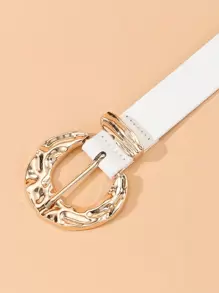 1 件时尚金扣休闲女士腰带，适合 T 恤、裤子、裙子夏季、秋季、万圣节 - 白色 - 查看 4