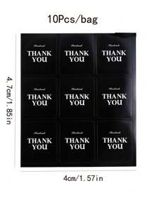 10 Hojas, 90 Piezas De Pegatinas De Agradecimiento Negras, Para Regalos, Horneado Y Sellado De Embalaje