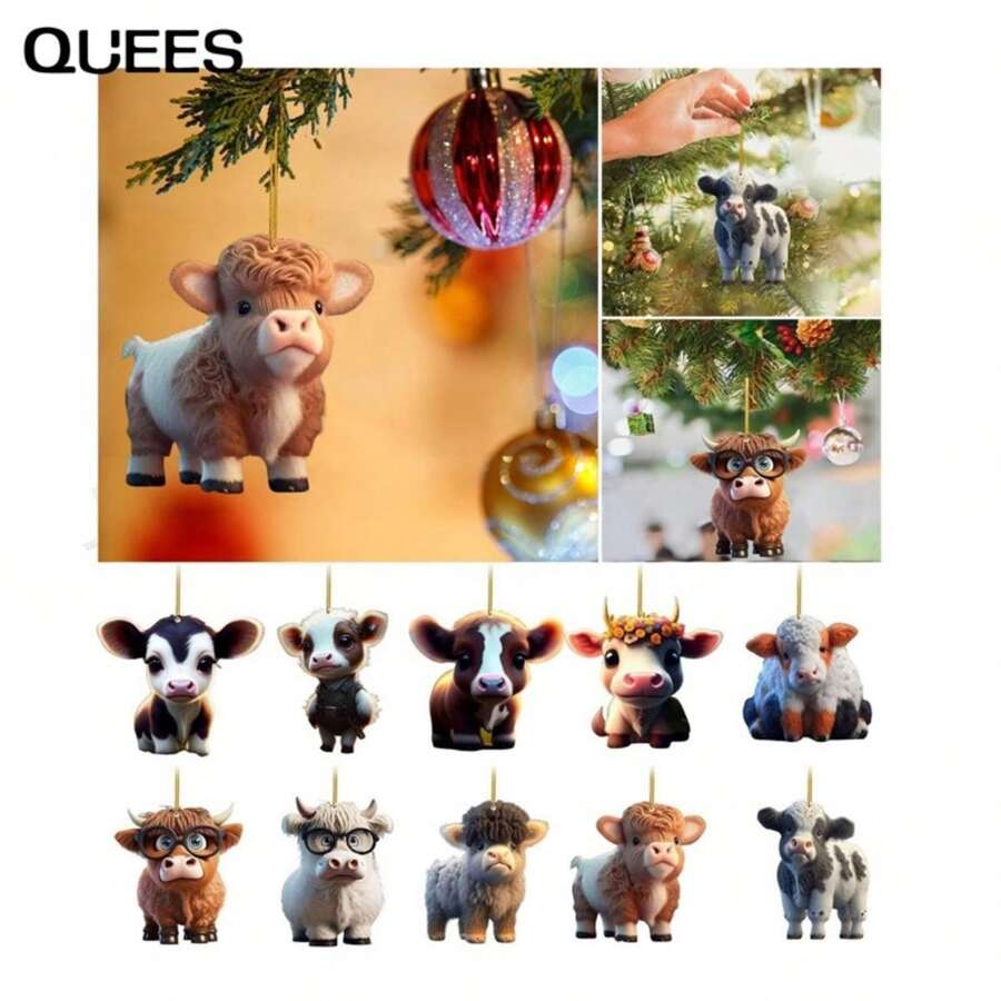 QUEES 1入組汽車室內裝飾配件帶小的奶牛設計 - H款 - 查看 1