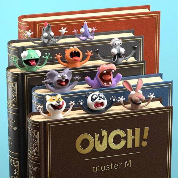 1 pieza Marcapáginas de animal de dibujos animados 3D estereoscópico divertido para amantes de la lectura, útiles escolares, buen regalo