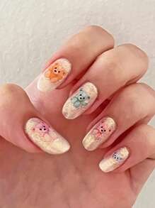 1pc 3D Kawaii Teddy Bear Nail Art Sticker Cartoon Self-Adhesive Decal Cute Fantasy Design Sliders Manicure Decoration Accessories Nail Design Manicure Tips Nail Stickers DIY - Multicolor - View 3